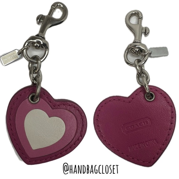 Coach Ombre Heart Leather and Suede Keychain Key Chain Charm Fob & Coin Bag Set - Picture 2 of 14